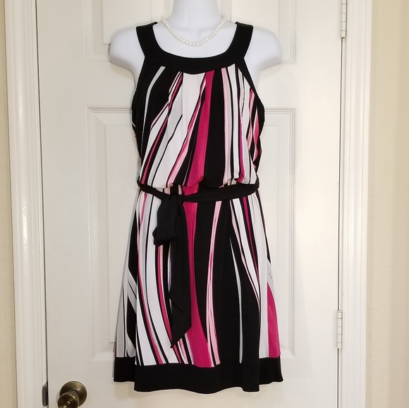 white house black market black and white striped dress